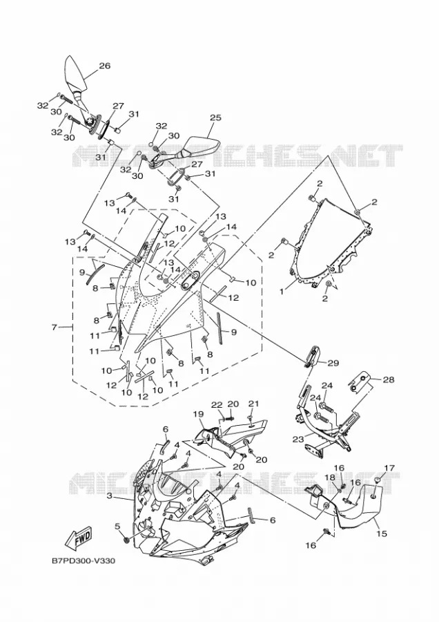 PARE BRISE Yamaha MOTO 300 2020 R3  YZF320-A