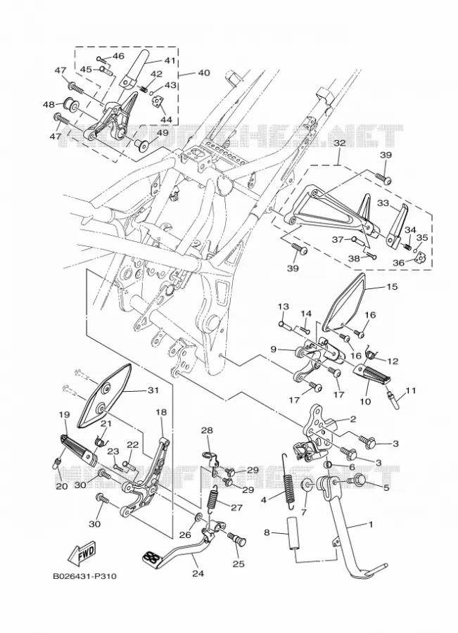 SUPPORT / REPOSE PIEDS Yamaha MOTO 300 2020 R3  YZF320-A