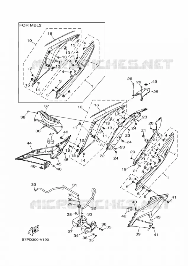 COUVERCLE LATERAL Yamaha MOTO 300 2020 R3  YZF320-A