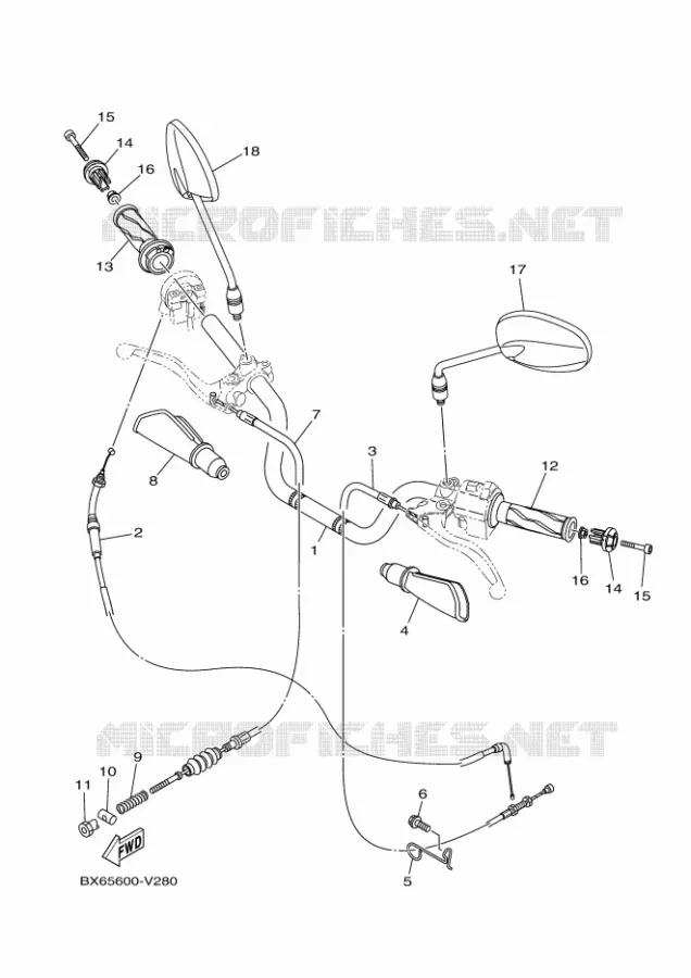 GUIDON ET CABLES Yamaha MOTO 110 2020 CRUX  YD110D-4