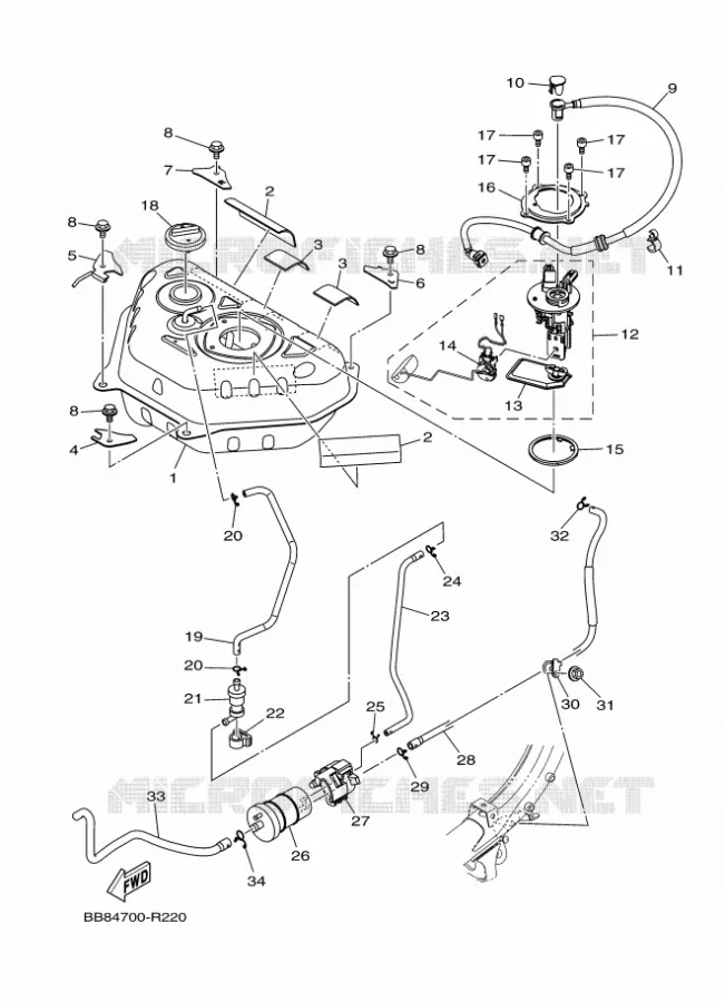 RESERVOIR A ESSENCE Yamaha SCOOTER 155 2020 TRICITY  MWS150-A