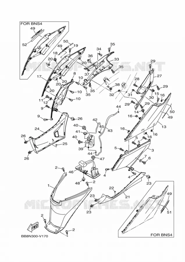 COUVERCLE LATERAL Yamaha SCOOTER 155 2020 TRICITY  MWS150-A