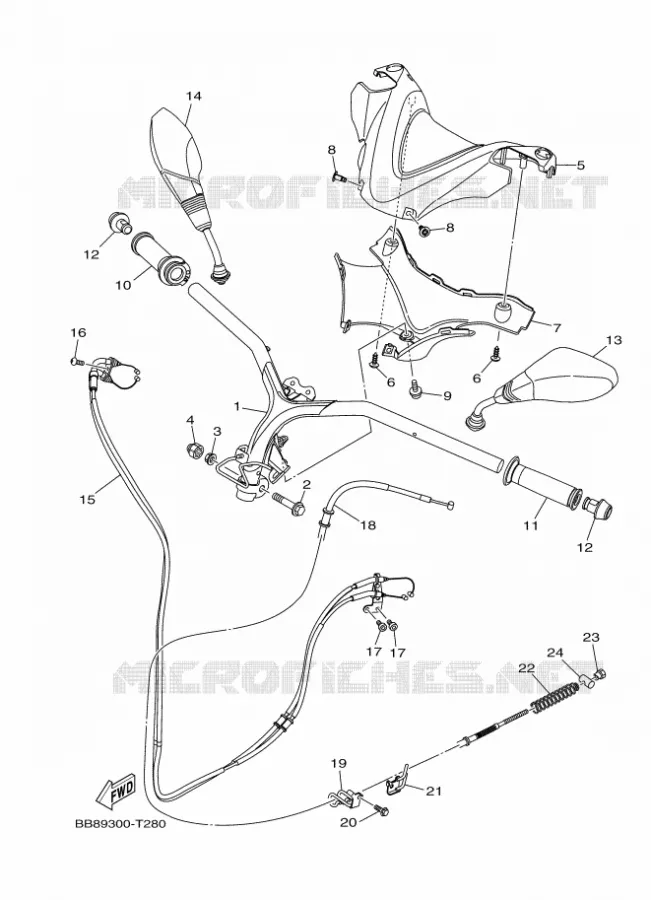 GUIDON ET CABLES Yamaha SCOOTER 155 2020 TRICITY  MWS150-A