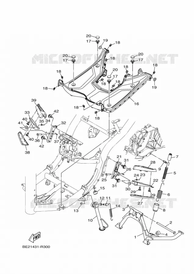 SUPPORT / REPOSE PIEDS Yamaha SCOOTER 125 2020 TRICITY  MWS125-A