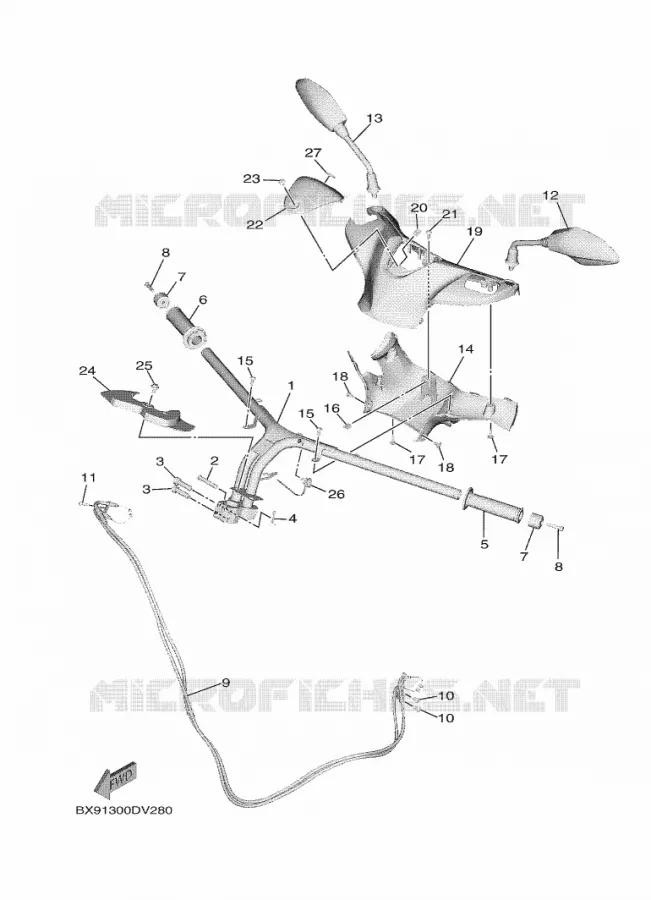 GUIDON ET CABLES Yamaha SCOOTER 300 2020 TRICITY  MWD300
