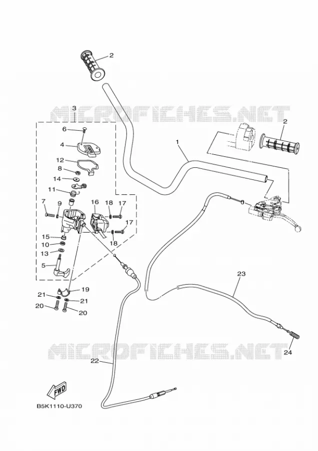 GUIDON ET CABLES Yamaha QUAD 700 2020 KODIAK  YFM700FWBD