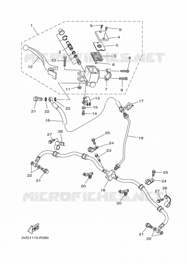 MAITRE CYLINDRE DE FREIN AVANT Yamaha QUAD 700 2020 GRIZZLY  YFM700FWAD