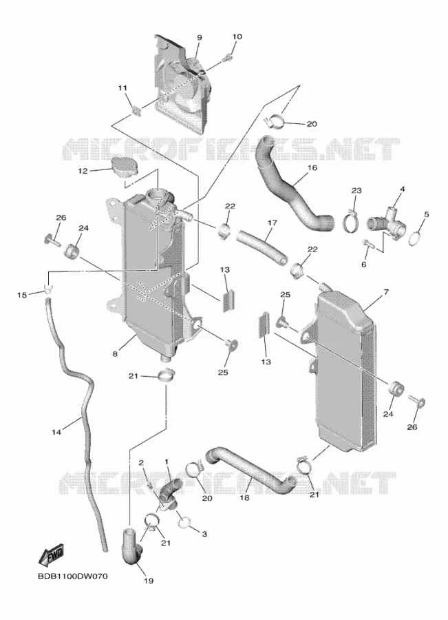 RADIATEUR / DURITES Yamaha MOTO 450 2021 WRF  WR450F