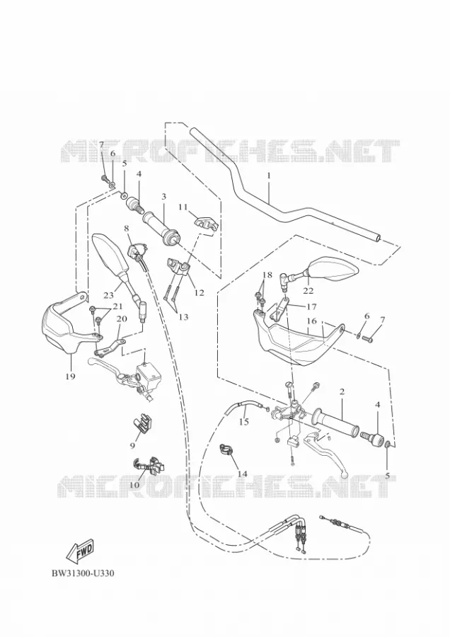 GUIDON ET CABLES Yamaha MOTO 700 2021 TENERE  XTZ690