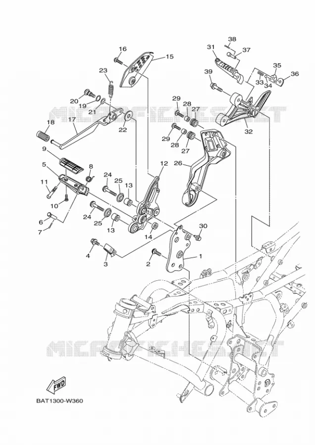 SUPPORT / REPOSE PIEDS 2 Yamaha MOTO 700 2021 MT  MTN690-U
