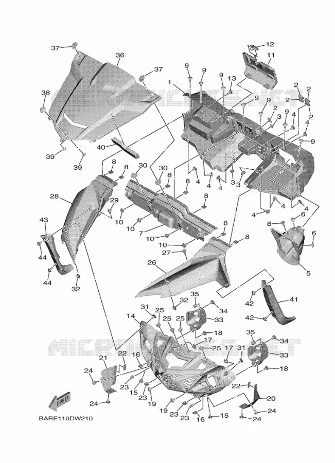 GARDE BOUE AVANT Yamaha SIDE BY SIDE 850 2021 WOLVERINE  YXF850E/YXF85WPAM