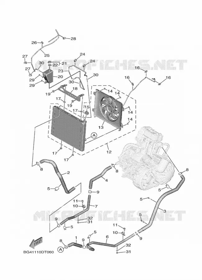 RADIATEUR / DURITES Yamaha SIDE BY SIDE 850 2021 WOLVERINE  YXF850E/YXF85WPAM