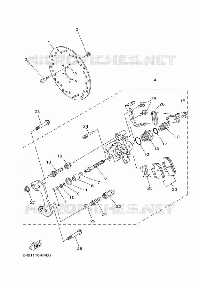 ETRIER DE FREIN ARRIERE 2 Yamaha SIDE BY SIDE 700 2021 VIKING  YXM700E/YX70MPM