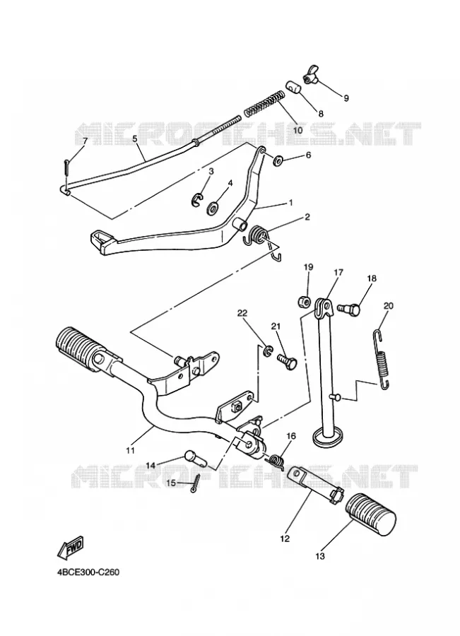 BEQUILLE / REPOSE PIEDS Yamaha MOTO 80 2004 PW  PW80