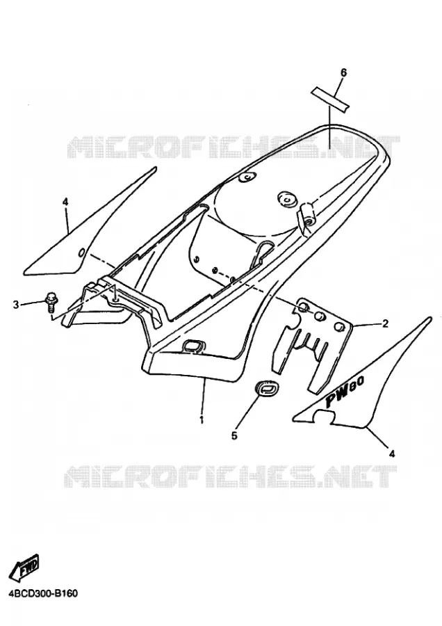 COUVERCLE LATERAL Yamaha MOTO 80 2004 PW  PW80