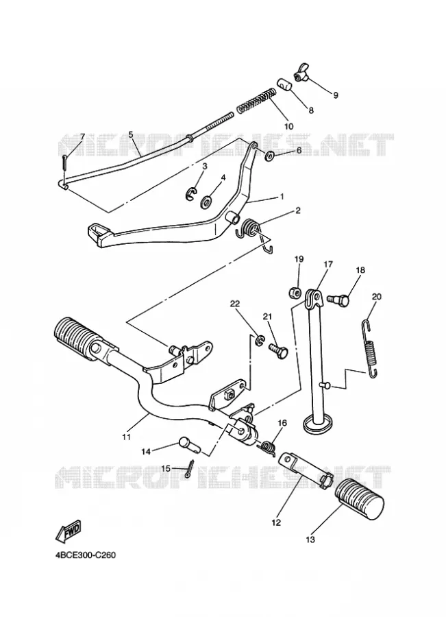 SUPPORT / REPOSE PIEDS Yamaha MOTO 80 2008 PW  PW80