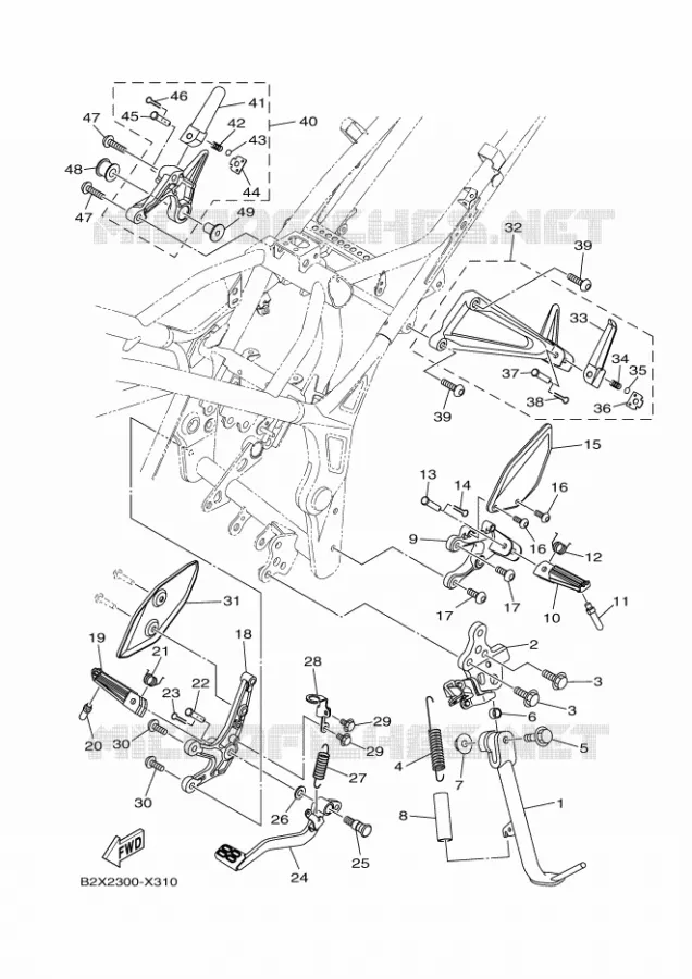 SUPPORT / REPOSE PIEDS Yamaha MOTO 300 2022 R3  YZF320-A