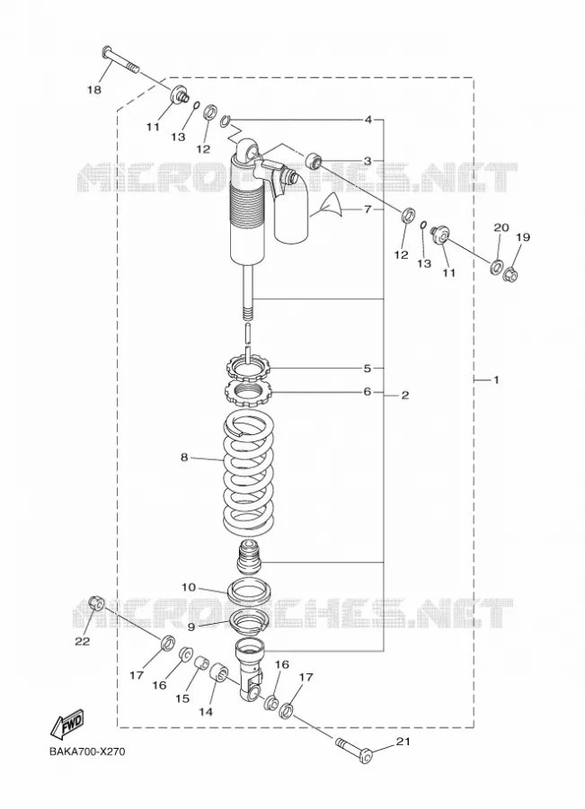 AMORTISSEUR ARRIERE Yamaha MOTO 250 2022 WRF  WR250F