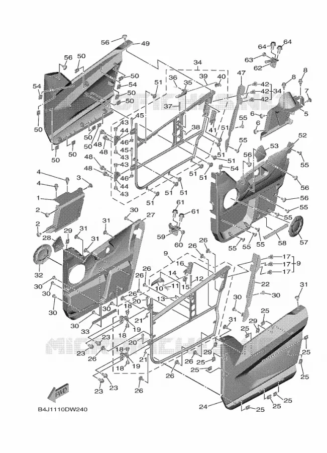 COUVERCLE LATERAL Yamaha SIDE BY SIDE 1000 2022 WOLVERINE  YXF1000EWS/YX10FRPSN/YXF1000EW