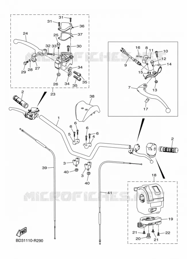 GUIDON ET CABLES Yamaha QUAD 90 2022 RAPTOR  YFM90R