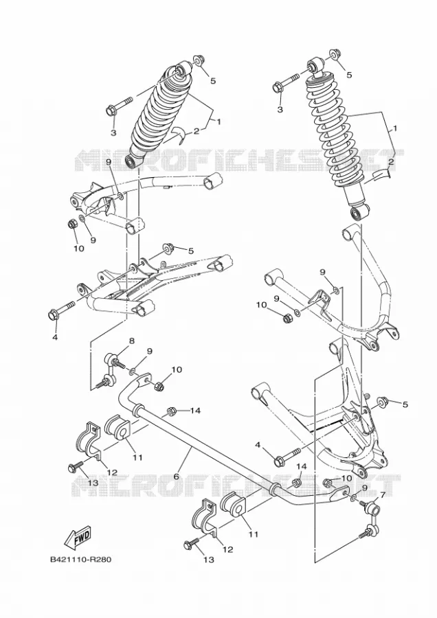 AMMORTISSEUR ARRIERE Yamaha SIDE BY SIDE 700 2022 VIKING  YXM700E/YX70MPN