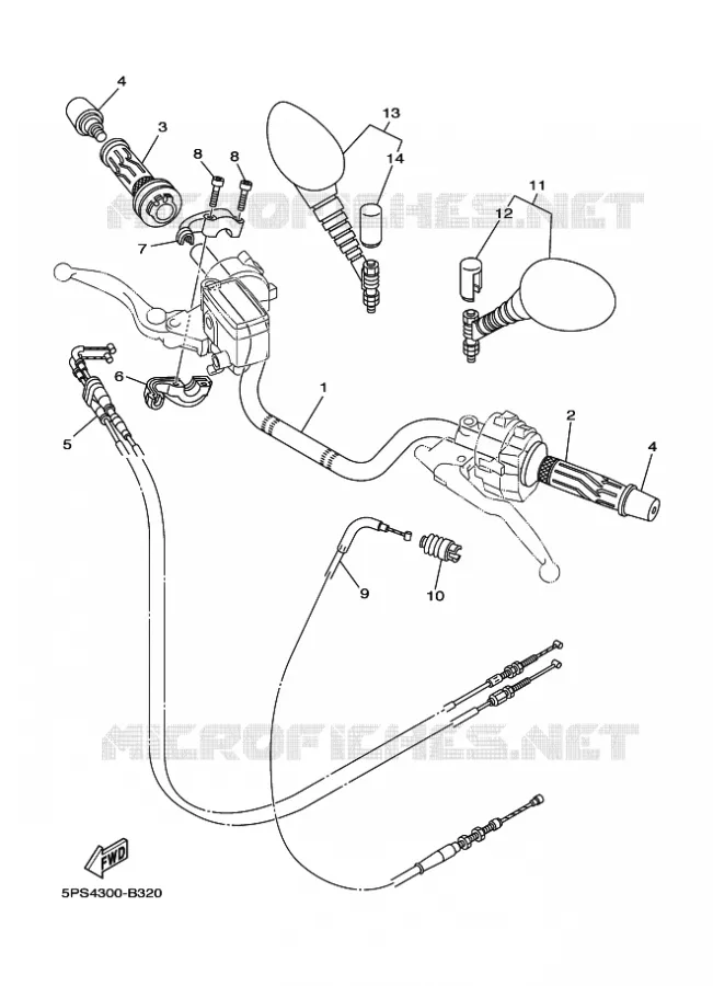 GUIDON ET CABLES Yamaha MOTO 900 2010 TDM  TDM900