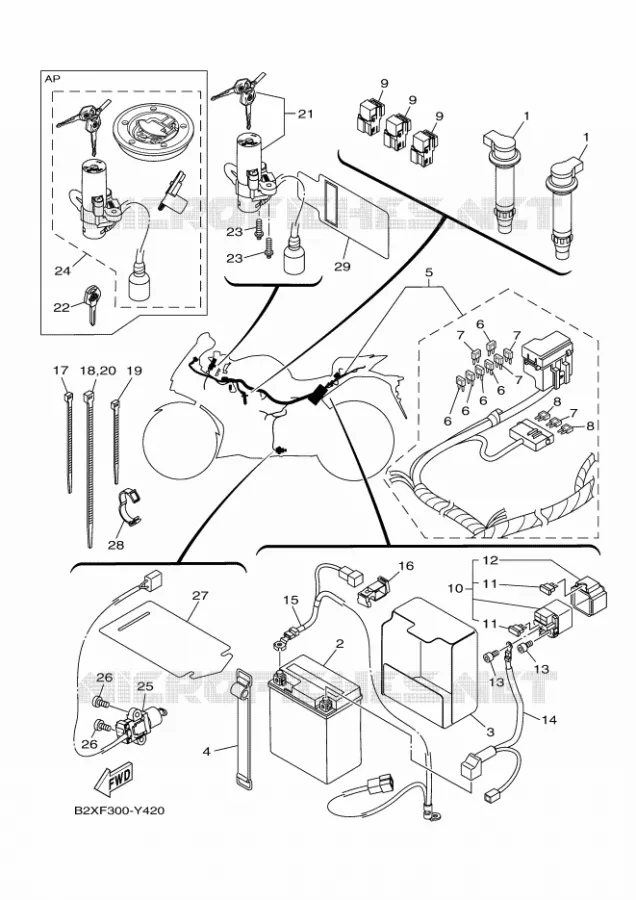 PARTIE ELECTRIQUE 1 Yamaha MOTO 300 2023 R3  YZF320-A