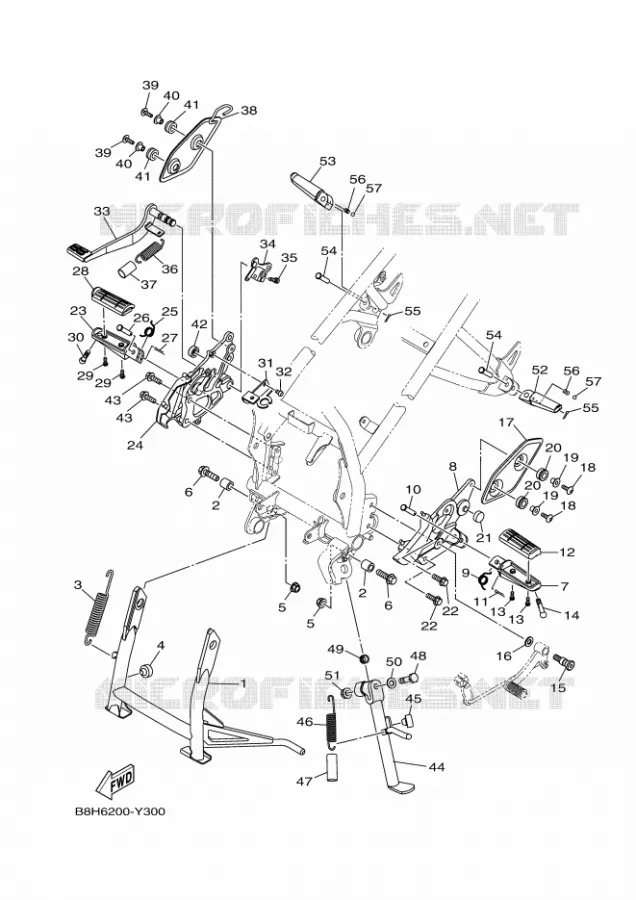 SUPPORT / REPOSE PIEDS Yamaha MOTO 250 2023 FZ  FZN250-A
