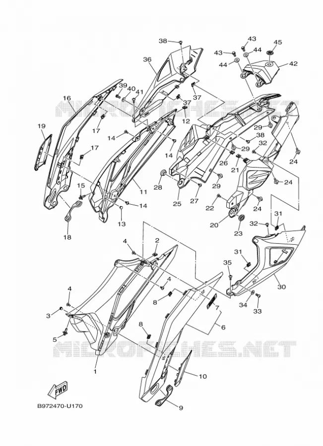 COUVERCLE LATERAL Yamaha MOTO 250 2023 FZ  FZN250-A