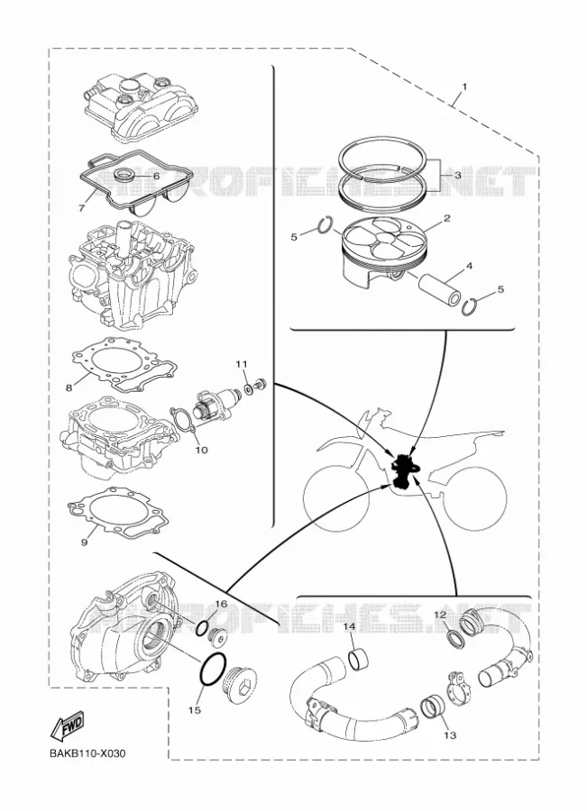 KIT PISTON Yamaha MOTO 250 2023 WRF  WR250F