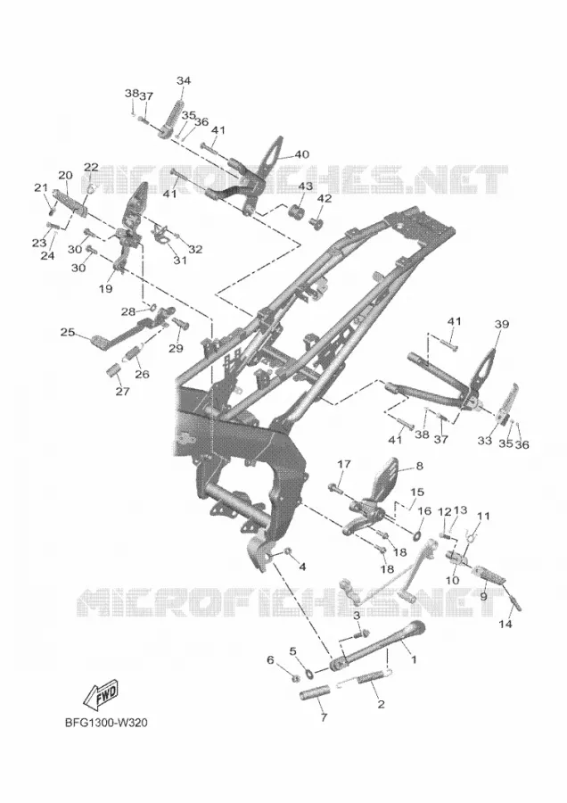 SUPPORT / REPOSE PIEDS Yamaha MOTO 125 2023 XSR  MTM125