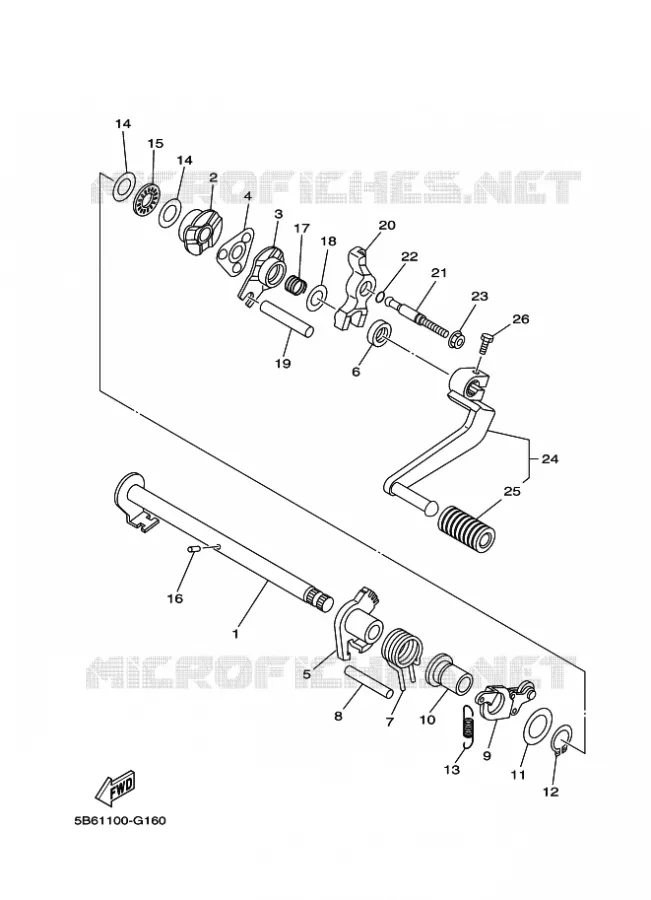 AXE DE SELECTEUR / PEDALE Yamaha MOTO 110 2023 TTR  TT-R110E