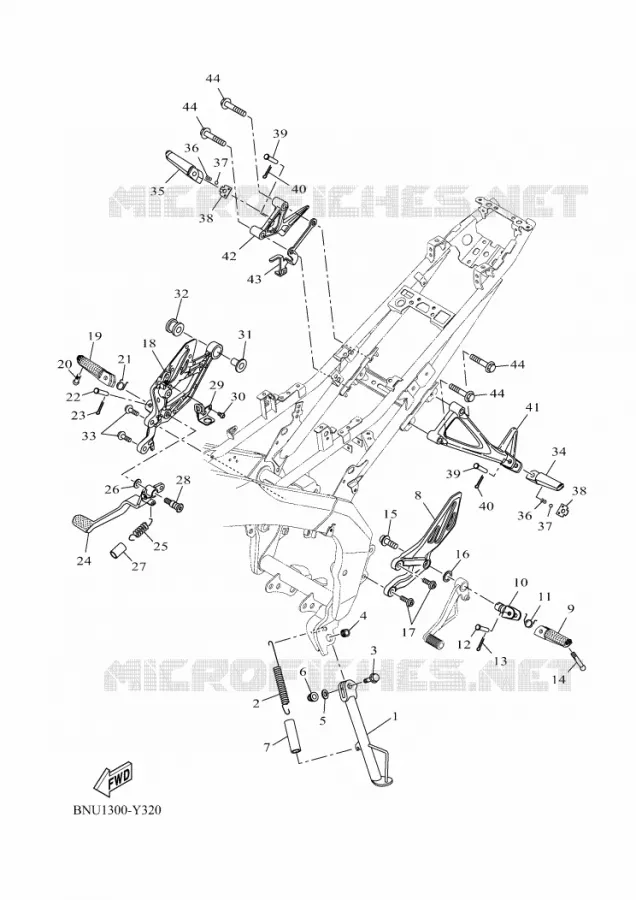 SUPPORT / REPOSE PIEDS Yamaha MOTO 125 2023 R125  YZF125-A