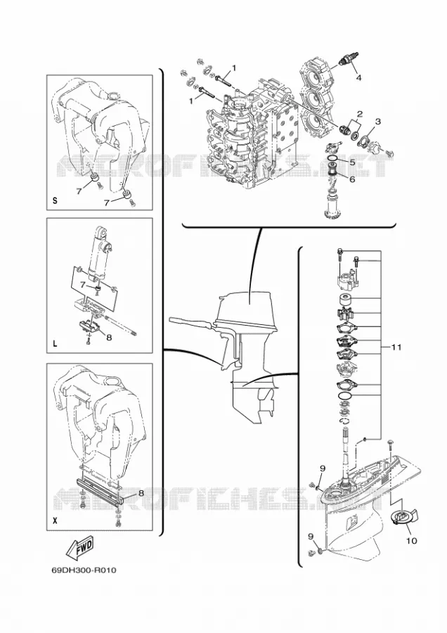 PIECES D'ENTRETIEN Yamaha OUTBOARD ENGINES 60hp (44.1kW) 2021 E60  E60HMHD
