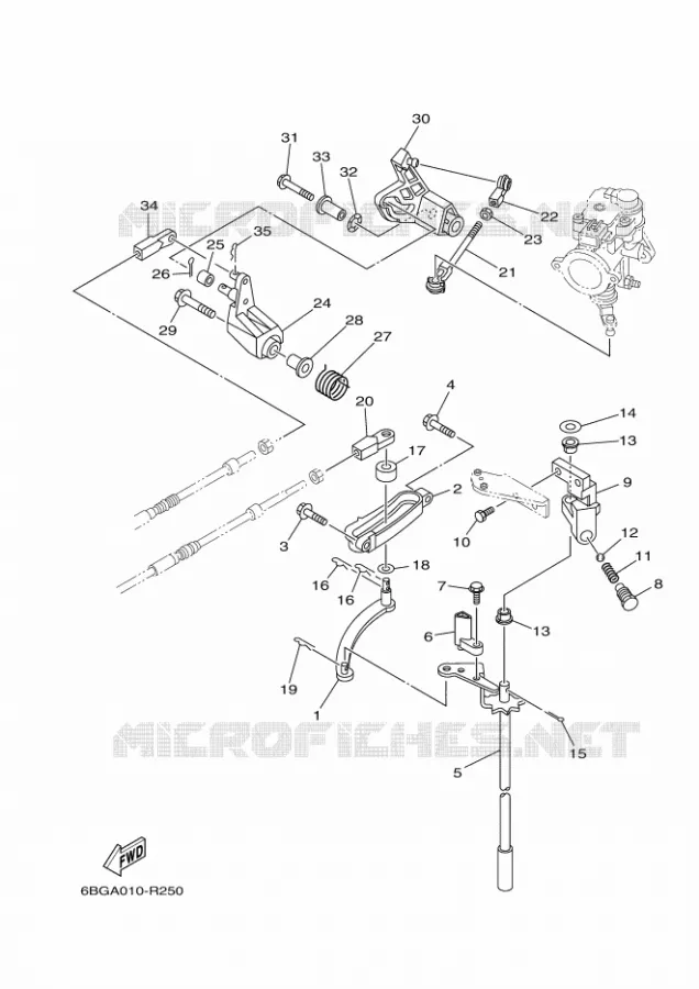 COMMANDE D'ACCELERATEUR Yamaha OUTBOARD ENGINES 40hp (29.4kW) 2021 F40  F40FEHD
