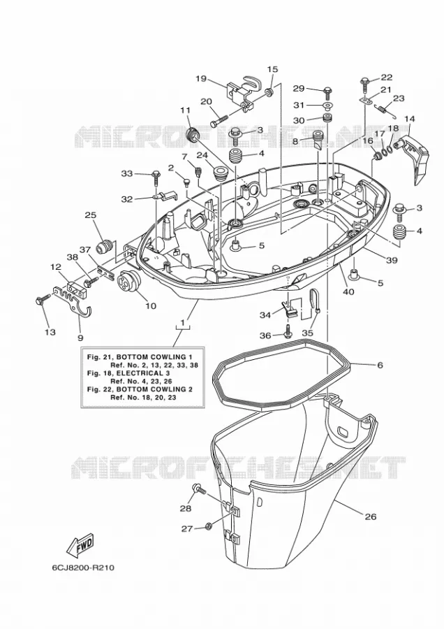 CAPOT INFERIEUR 1 Yamaha OUTBOARD ENGINES 40hp (29.4kW) 2021 F40  F40GET