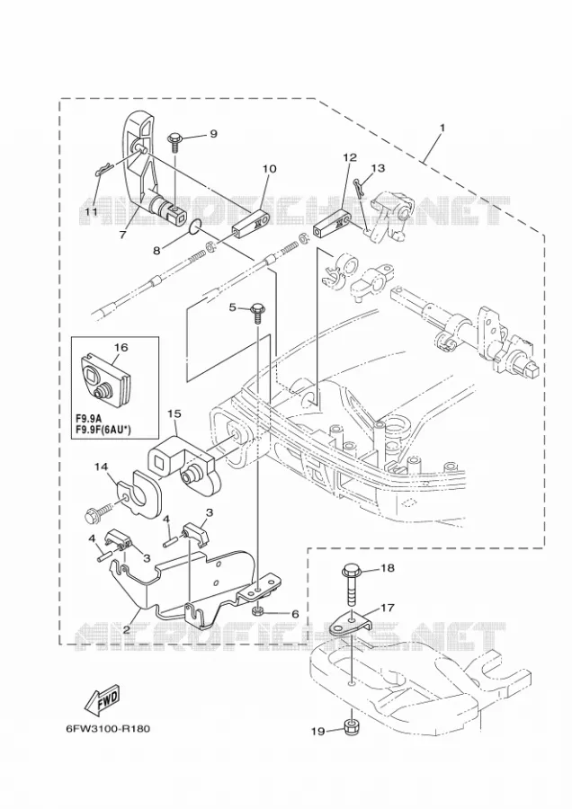 BOITIER DE COMMANDE A DISTANCE Yamaha OUTBOARD ENGINES 8hp (5.9kW) 2021 F8  F8FMH