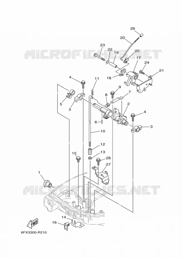 COMMANDE D'ACCELERATEUR 1 Yamaha OUTBOARD ENGINES 8hp (5.9kW) 2021 F8  F8FMH