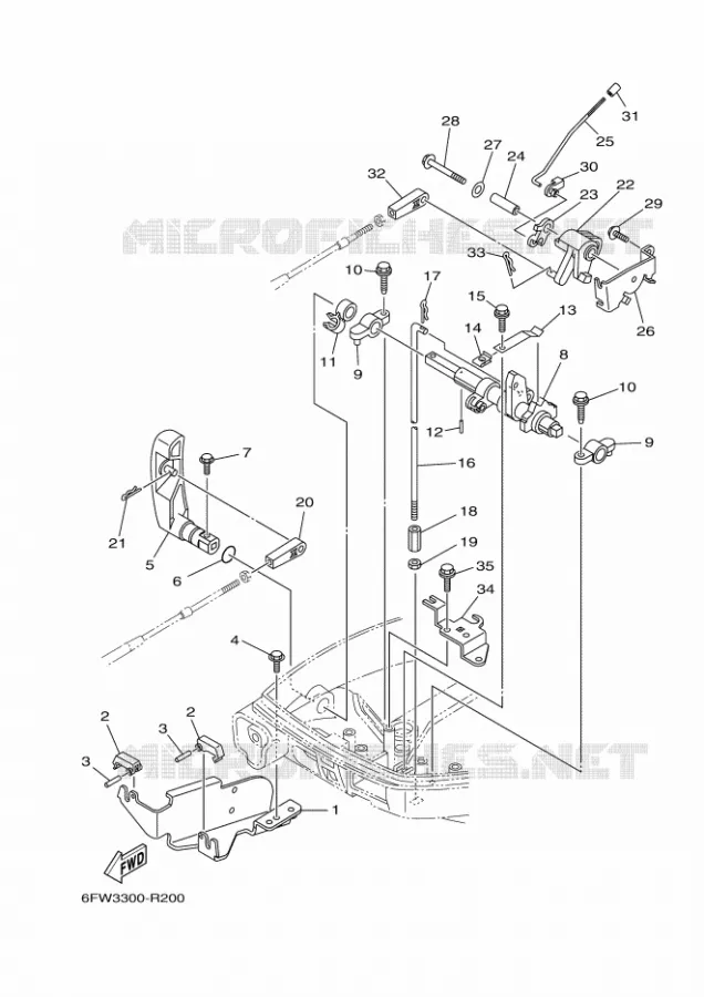 COMMANDE D'ACCELERATEUR 2 Yamaha OUTBOARD ENGINES 8hp (5.9kW) 2021 F8  F8FE