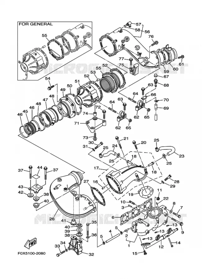 ECHAPPEMENT 1 Yamaha WAVERUNNER 1200 2002 JET  JET FOR GP1200