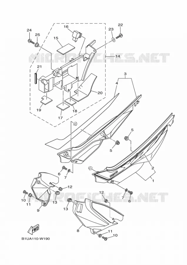 COUVERCLE LATERAL Yamaha MOTO 250 2024 XT  XT250