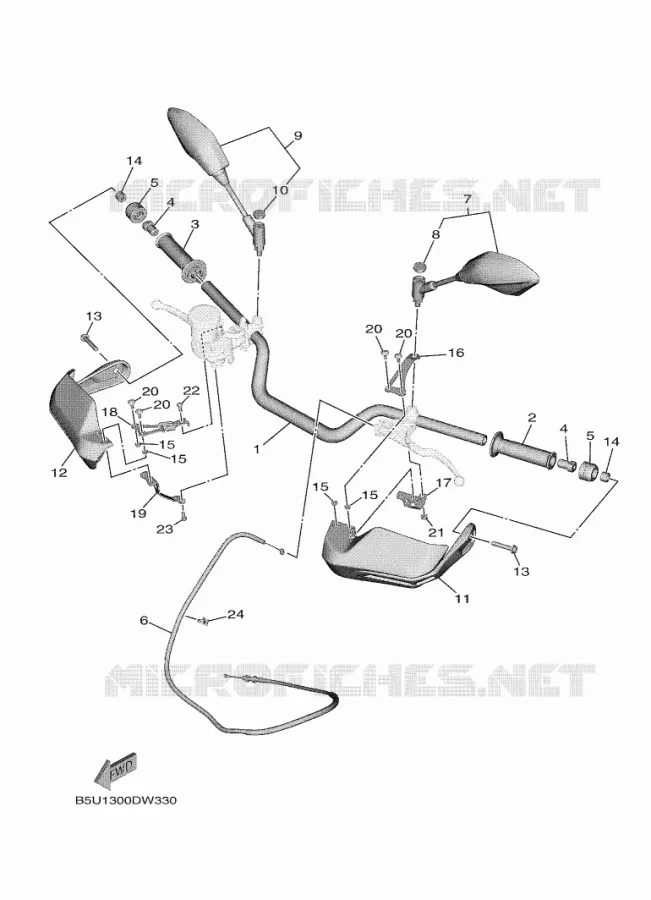GUIDON ET CABLES Yamaha MOTO 900 2024 TRACER  MTT890
