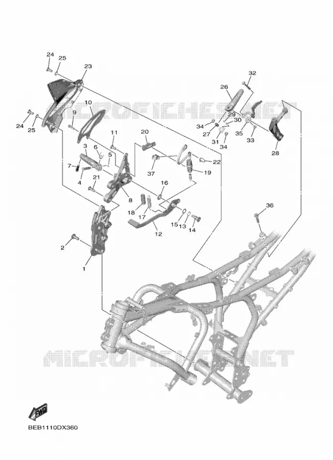 SUPPORT / REPOSE PIEDS 2 Yamaha MOTO 700 2024 R7  YZF690-U
