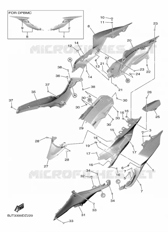 COUVERCLE LATERAL Yamaha MOTO 700 2024 R7  YZF690-U