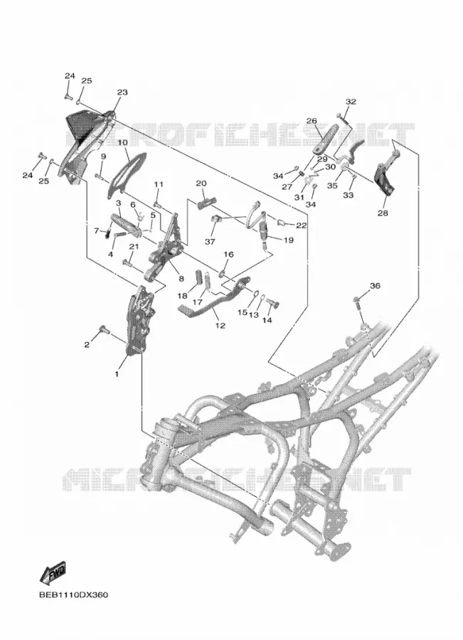 SUPPORT / REPOSE PIEDS 2 Yamaha MOTO 700 2024 R7  YZF690-U