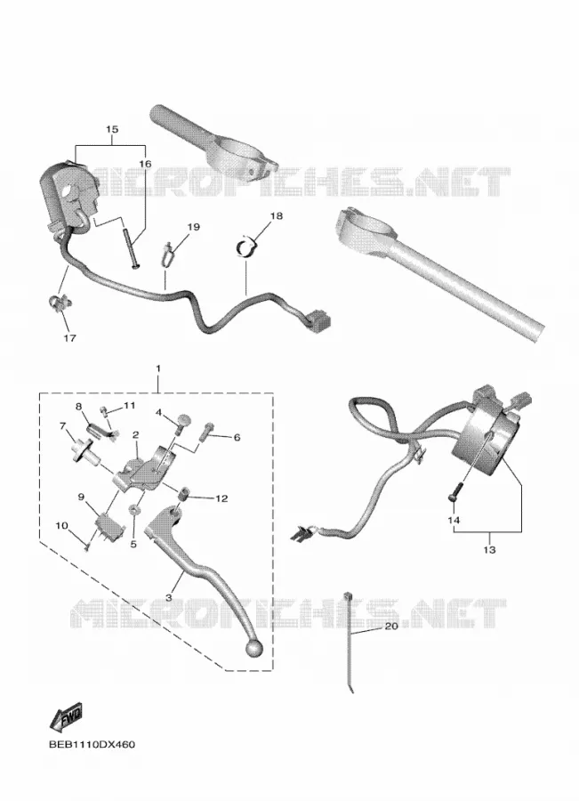 COMMODO / LEVIER Yamaha MOTO 700 2024 R7  YZF690-U