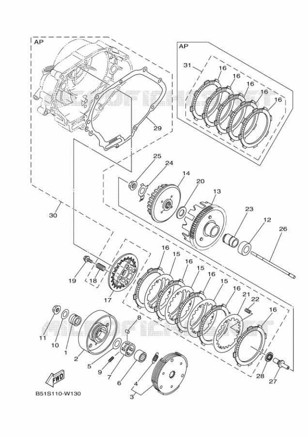 EMBRAYAGE DE DEMARREUR Yamaha MOTO 110 2024 TTR  TT-R110