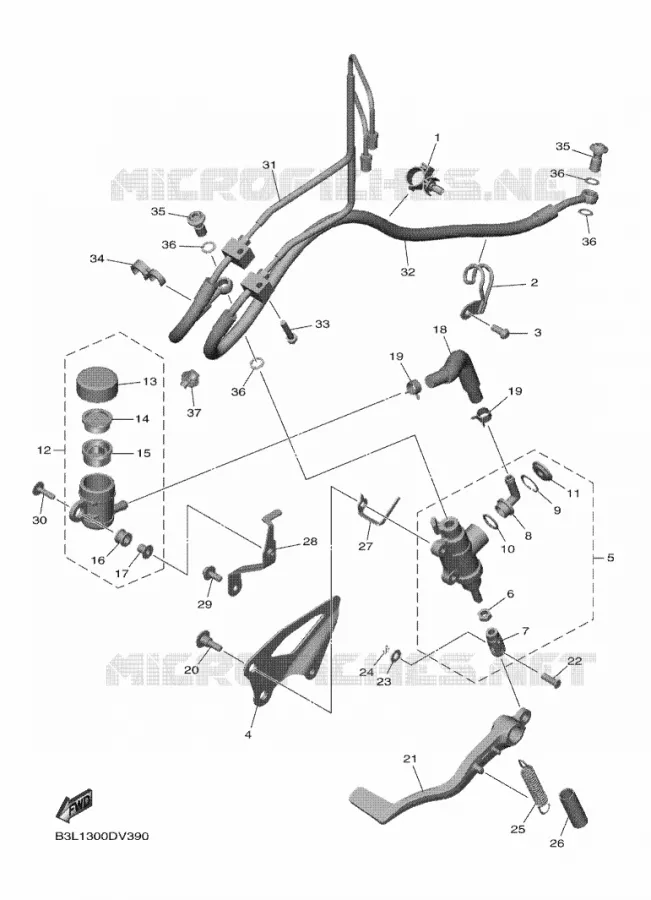 MAITRE CYLINDRE DE FREIN ARRIERE Yamaha MOTO 1000 2024 R1  YZF1000