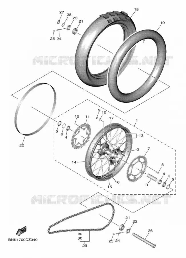 ROUE ARRIERE Yamaha MOTO 450 2024 WRF  WR450F
