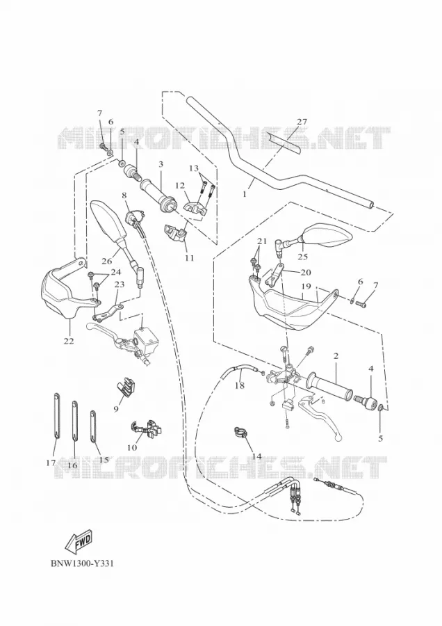 GUIDON ET CABLES Yamaha MOTO 700 2024 TENERE  XTZ690